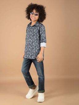 CRIMSOUNE CLUB - Boy'S Blue Floral Shirt