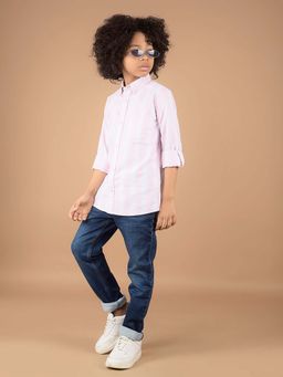 CRIMSOUNE CLUB - Boy'S Pink Vertical Stripes 100% Cotton Shirt