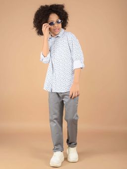 CRIMSOUNE CLUB - Boy'S White Printed 100% Cotton Shirt