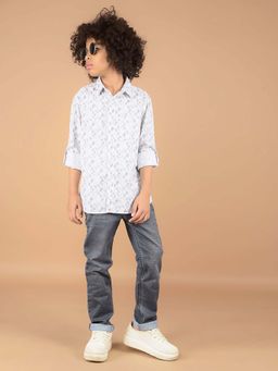 CRIMSOUNE CLUB - Boy'S Grey Printed 100% Cotton Shirt