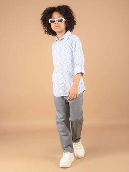 CRIMSOUNE CLUB - Boy'S Blue Printed 100% Cotton Shirt