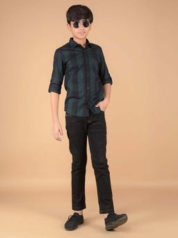 CRIMSOUNE CLUB - Boy'S Green Checks Shirt