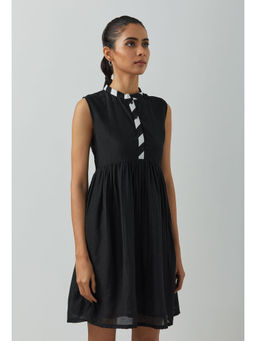The Indian Cause - Black Chanderi Amore Placket Short Dress