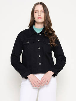Madame - Cotton Blend Jet Black Denim Jacket