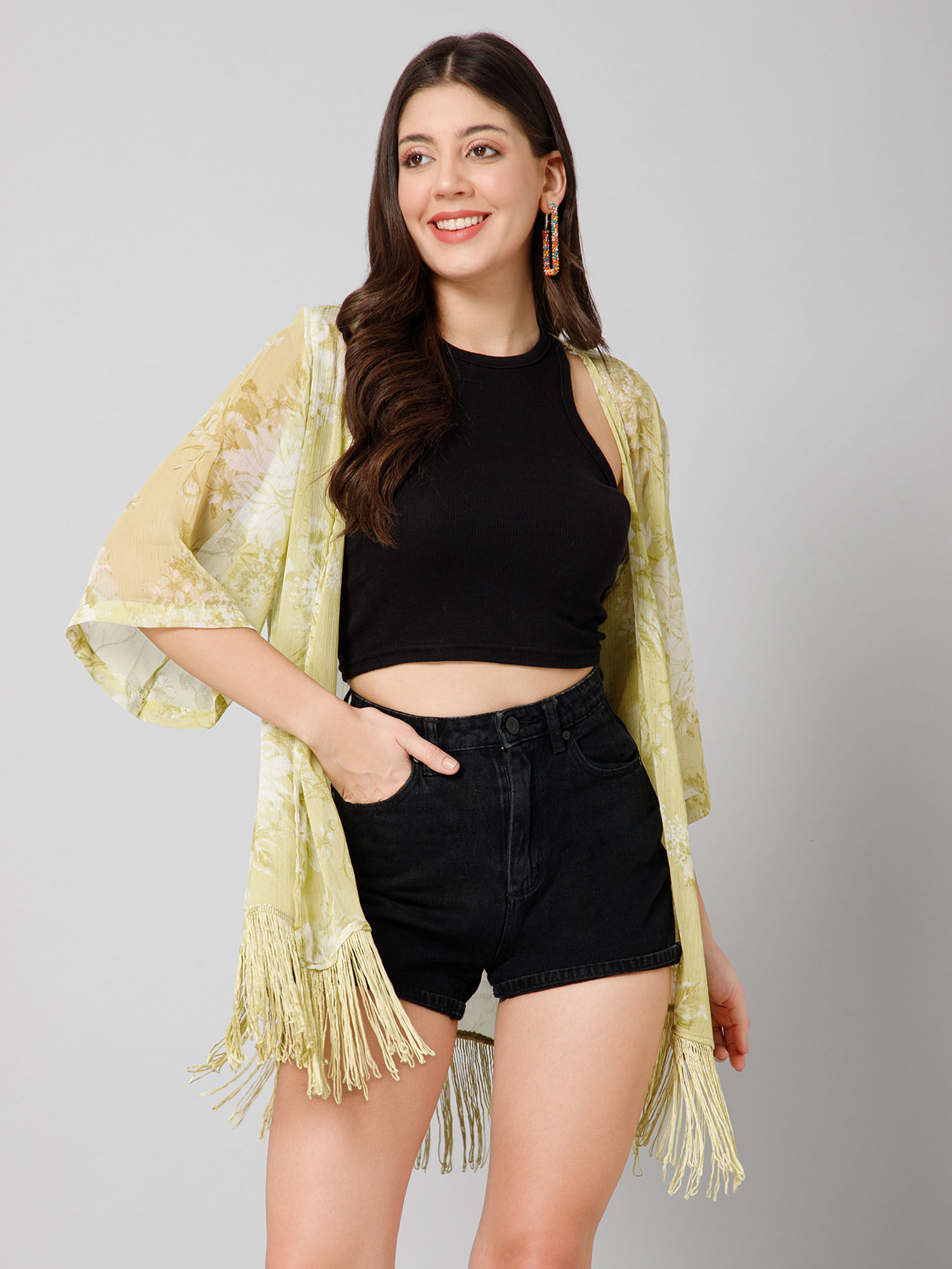 purys Floral Print Yellow Kimono Shrug-picture-32