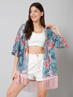 PURYS - Tropical Print Kimono Shrug