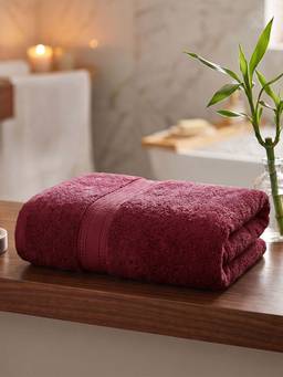 MYTRIDENT - Bamboo Large Bath Towel, 600 GSM, Soft and Quick Drying-Maroon