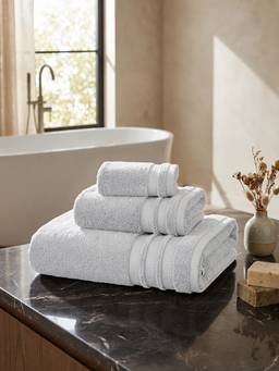 MYTRIDENT - Soft Towels Pack of 3 625 GSM Zero-Twist 100% Cotton Grey