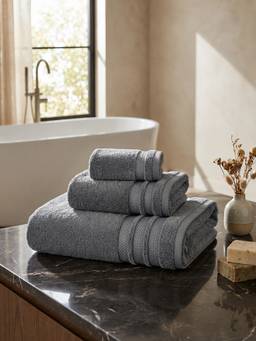 MYTRIDENT - Soft Towels Pack of 3 625 GSM Zero-Twist 100% Cotton Charcoal