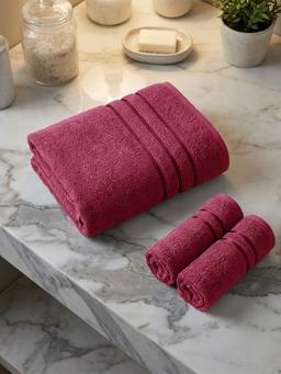 MYTRIDENT - Moment Towels Pack of 3 for Gifting, 400 GSM, 100% Cotton, Red