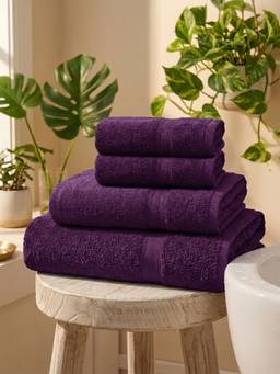 MYTRIDENT - Bath Towels Pack of 4 Bath Towels Small Bath Towels and Hand Towelss Purple
