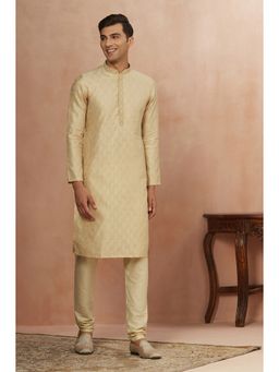 Manyavar - Fawn Art Silk traditional Kurta with Pencil Pajama (Set of 2)