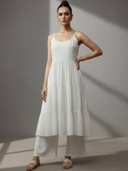 Gahan - Womens Off White Woven Design Kurta with Pant