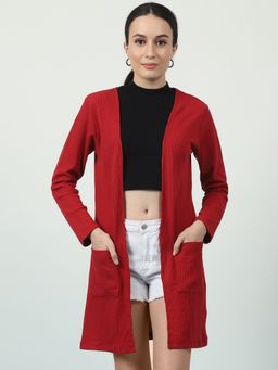 RIGO - Women Maroon Waffle Shrug