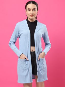 RIGO - Women Light Blue Rib Shrug
