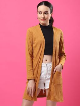 RIGO - Women Light Brown Rib Shrug