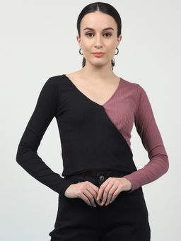 RIGO - Women Mauve Colorblock Crop Top