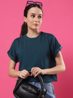 RIGO - Women Teal Palmcorder Crop Top