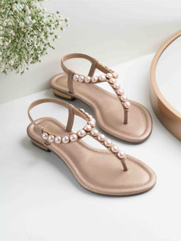 Inc.5 - Womens Rose Gold Ethnic Embellished Round Toe Casual Sandals