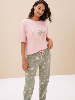 Marks & Spencer - Pure Cotton Palm Tree Pyjama Top