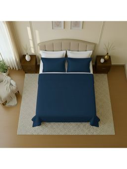 Mayfair Homes London - 100% Cotton 144TC Queen Bedsheet with 2 pillow covers Solid Blue (Queen)