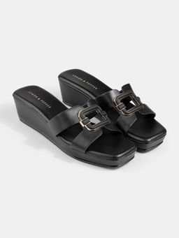 Lemon & Pepper - Black Wedge Heels