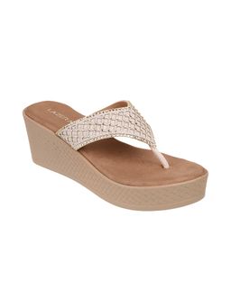 LAZERA SHOES - Women Beige Diamond Strappy Wedge Heels