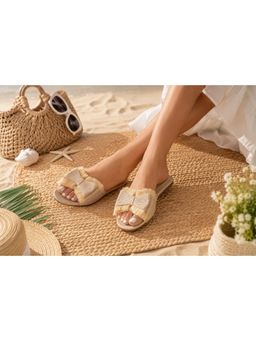 MyMy Footwear - Women Beige Bow Fringe Flats