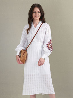 U.S. POLO ASSN. - Cotton Flax Embroidered Dress