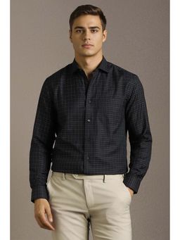 Louis Philippe - Men Black Check Full Sleeves Formal Shirt