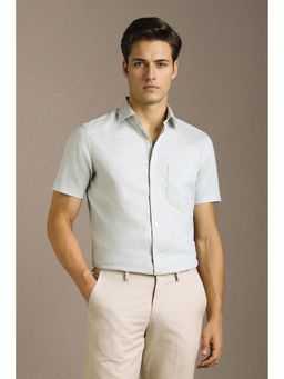 Louis Philippe - Men Grey Textured Half Sleeves Formal Shirt