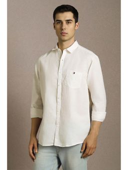 Louis Philippe - Men White Solid Full Sleeves Casual Shirt