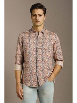 Louis Philippe - Men Beige Print Full Sleeves Casual Shirt