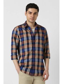 Peter England - Men Multi Slim Fit Check Full Sleeves Casual Shirt