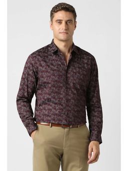Peter England - Men Maroon Nuvo Fit Full Sleeves Formal Shirt