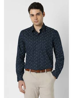 Peter England - Men Navy Blue Nuvo Fit Full Sleeves Formal Shirt