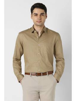 Peter England - Men Khaki Nuvo Fit Full Sleeves Formal Shirt