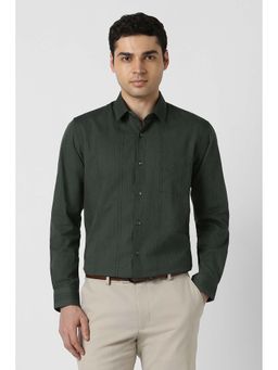 Peter England - Men Dark Olive Nuvo Fit Full Sleeves Formal Shirt
