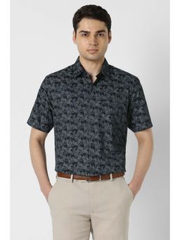 Peter England - Men Black Nuvo Fit Half Sleeves Formal Shirt