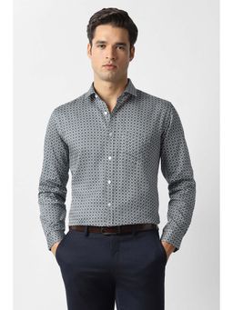 Van Heusen - Men Grey Print Full Sleeves Party Formal Shirt