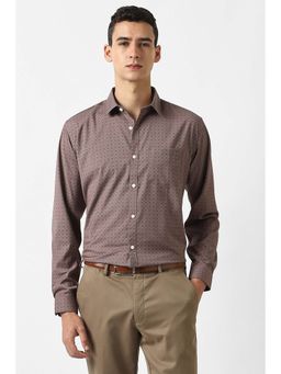 Van Heusen - Men Brown Print Full Sleeves Formal Party Shirt