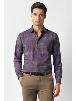 Van Heusen - Men Purple Print Full Sleeves Casual Shirt