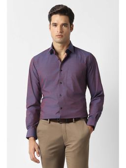 Van Heusen - Men Purple Solid Full Sleeves Formal Shirt