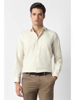 Van Heusen - Men Beige Textured Full Sleeves Wedding Formal Shirt