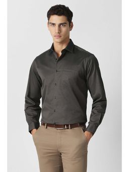 Van Heusen - Men Brown Textured Full Sleeves Wedding Formal Shirt