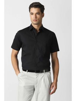 Van Heusen - Men Black Textured Half Sleeves Wedding Formal Shirt