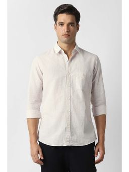 Van Heusen - Men Beige Stripe Full Sleeves Casual Shirt