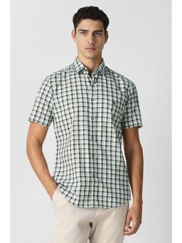 Van Heusen - Men Grey Check Half Sleeves Casual Shirt