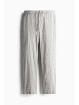 H&M - Men Grey Regular Fit Linen-Blend Trouser