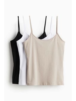 H&M - Women Beige 3-Pack Strappy Tops